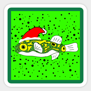 Puffer Fish in Santa Hat Sticker